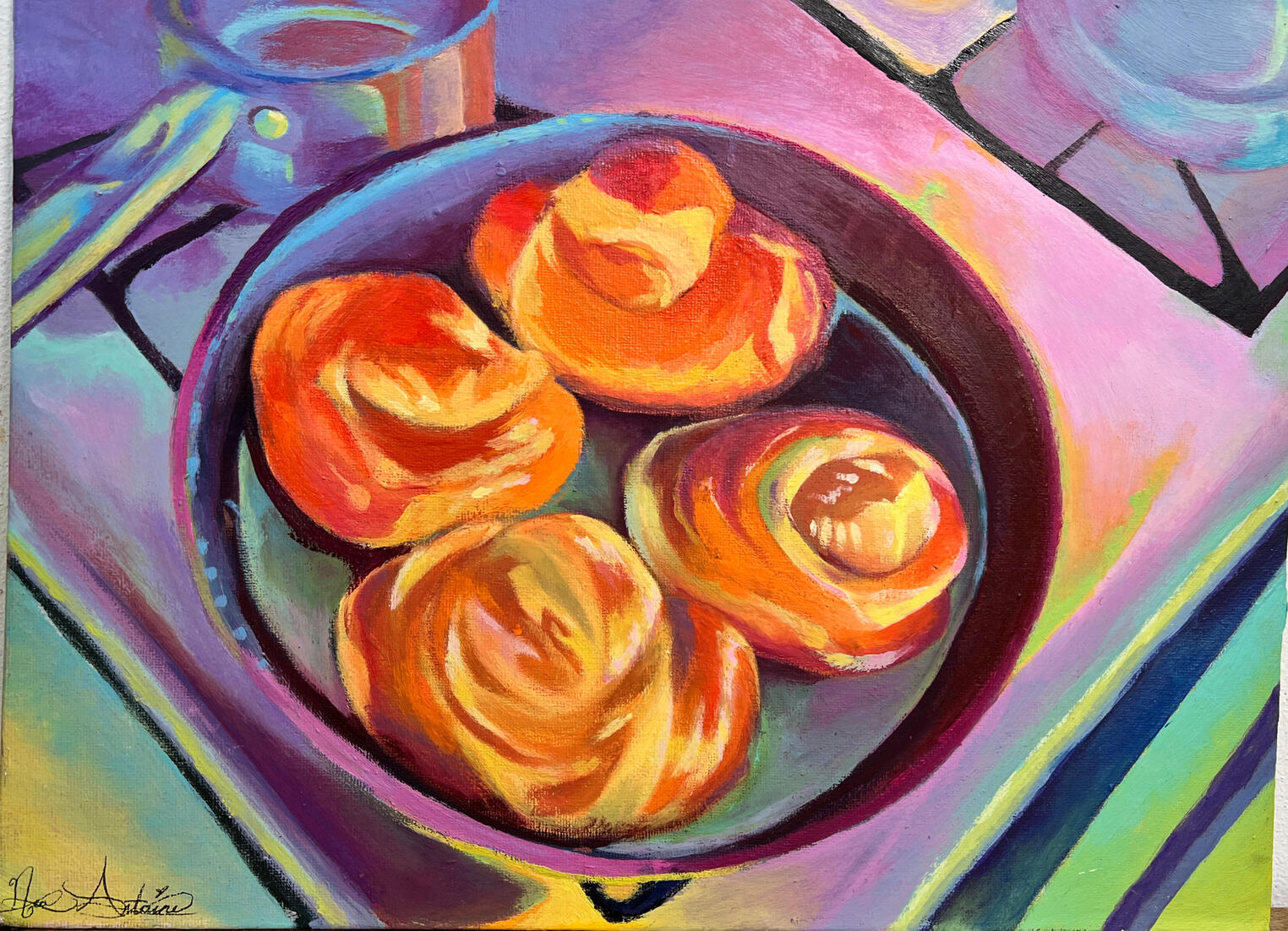 Brioche breakfast (2022) (Acrylic on Canvas)