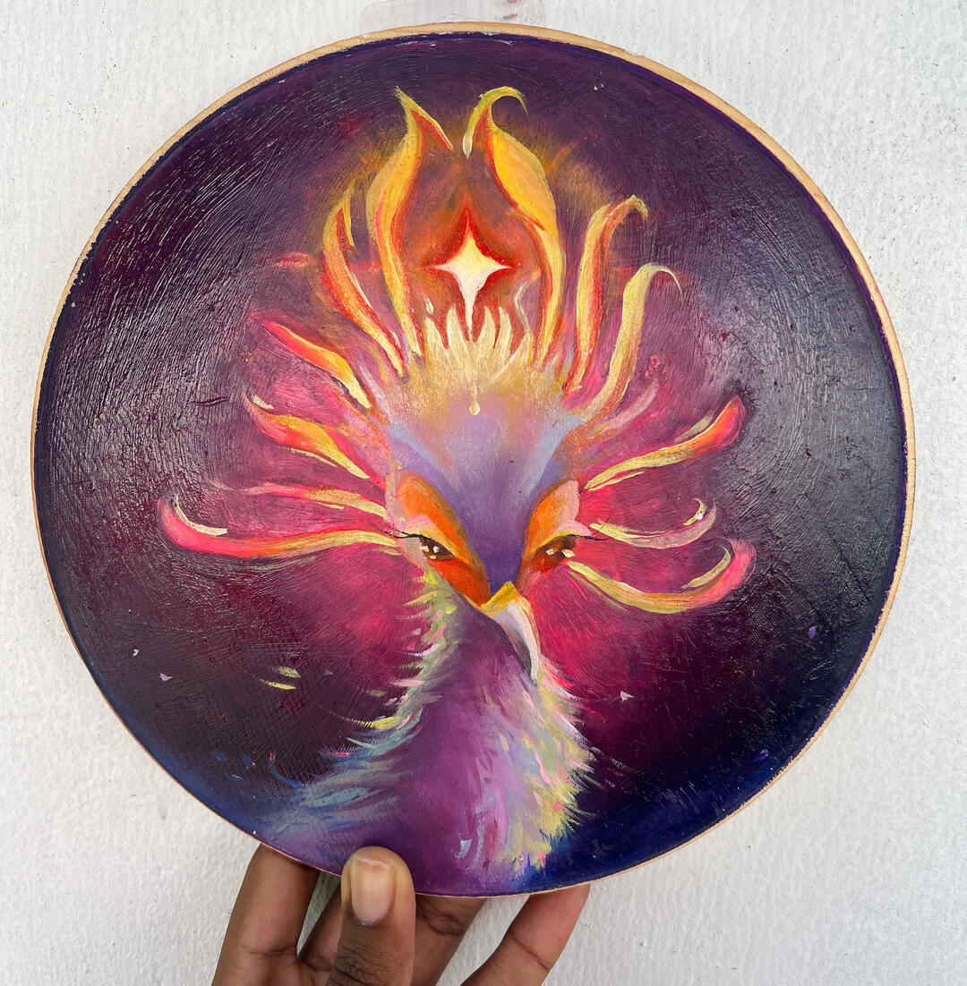The Holy Birb (2023) (Oil on Wood)